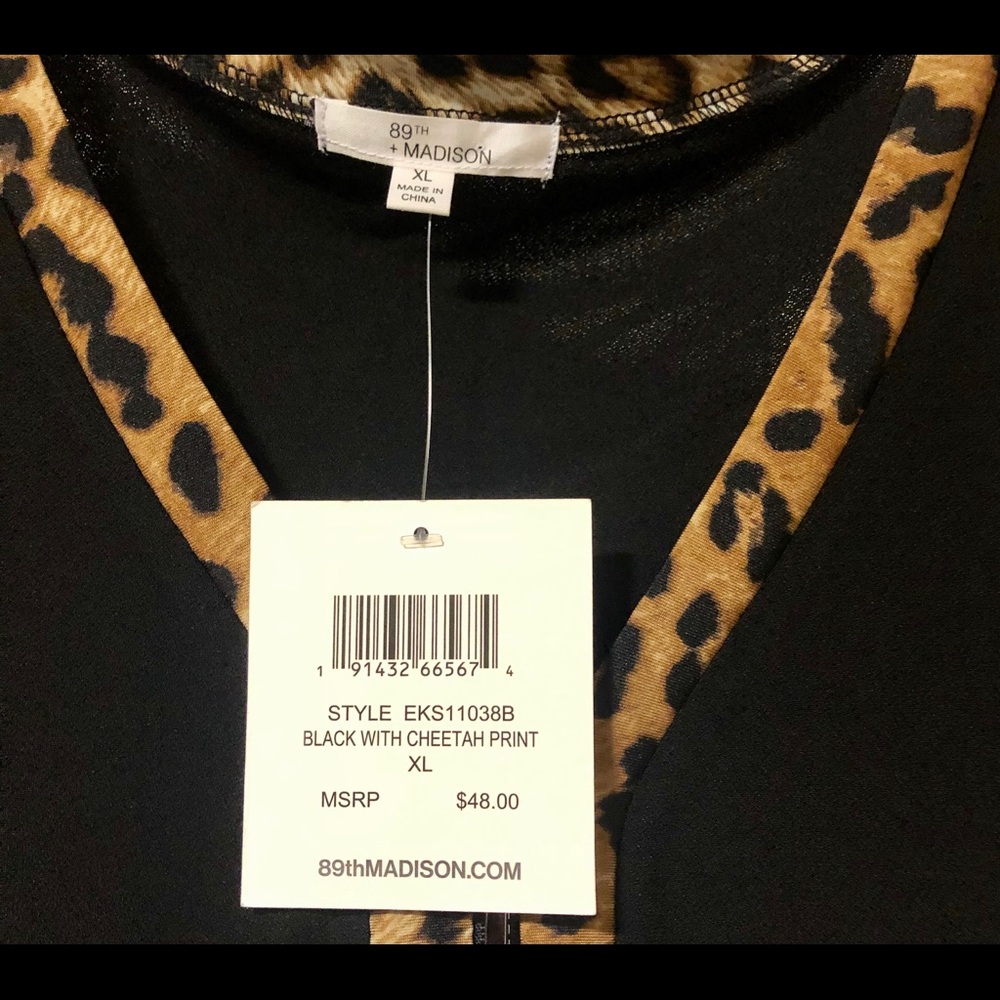 89th + Madison Black with Leopard trim Top
